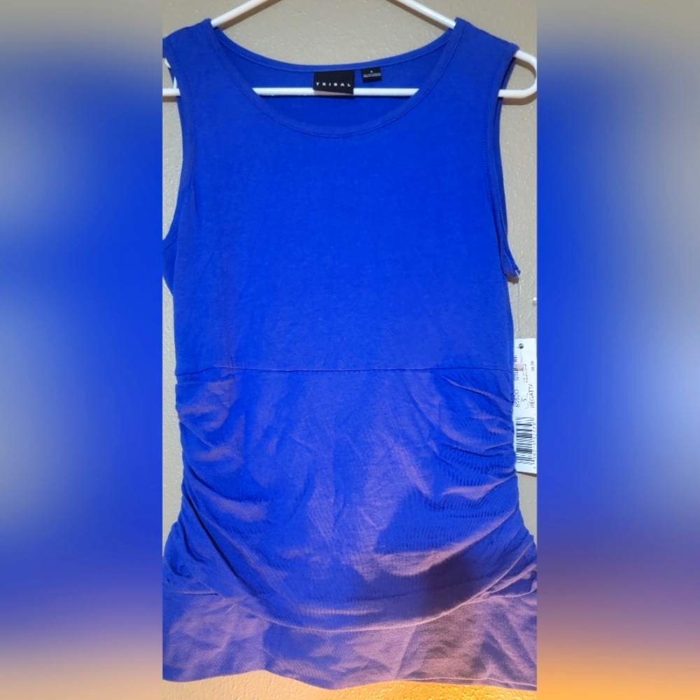 NWT Tribal Flatten It Blue Tank top Small